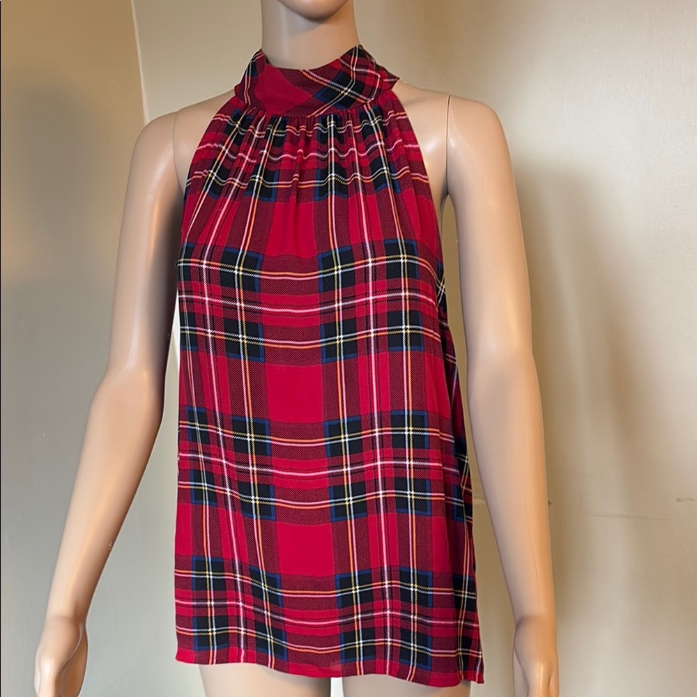 J. Crew Red and Black Halter Tunic